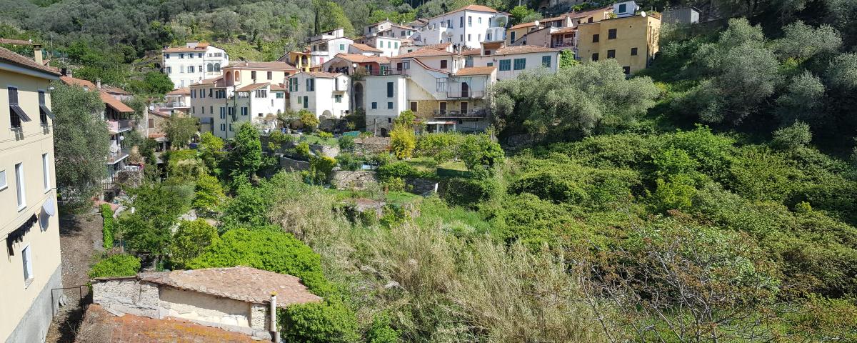 Panoramic view from Building B terrace toward the village